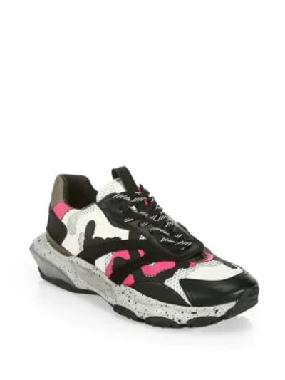 Shop Valentino Garavani Bounce Camouflage Low-top Trainers In Pink Black Sand
