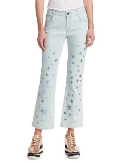 Shop Stella Mccartney Star-print Cropped Jeans In Sunfaded Blue