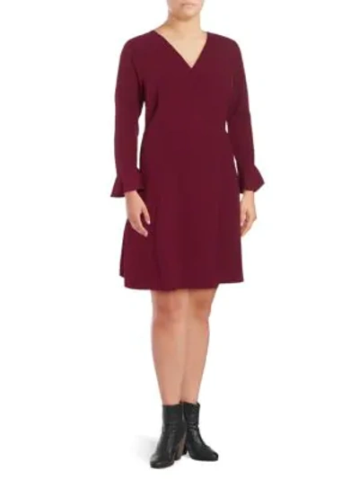 Shop Alexia Admor Plus V-neck Wrap Dress In Burgundy