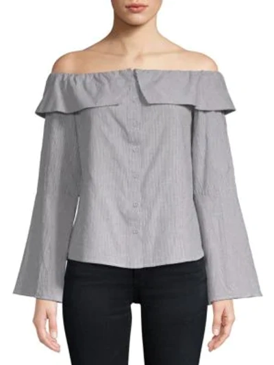 Shop Lovers & Friends Jane Cotton Off-the-shoulder Blouse In Grey