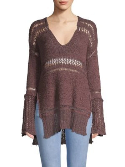 Shop Free People Belong-to-you Cotton Sweater In Dark Purple