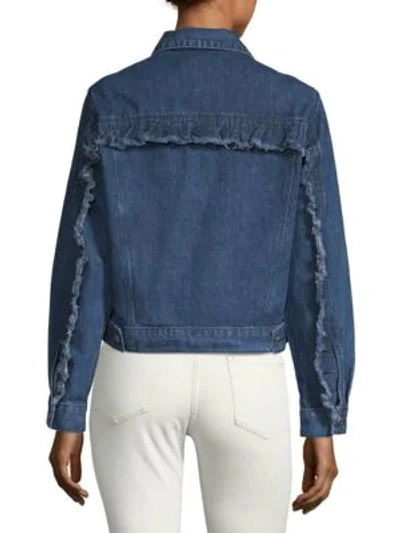 Shop Dtla Brand Jeans Ruffled Denim Jacket In Dark Stone