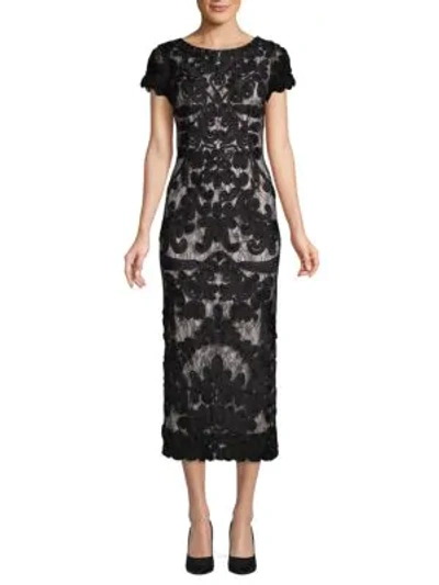 Shop Js Collections Boatneck Embroidered Dress In Black Vanilla