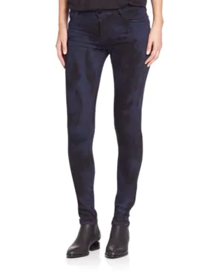 Shop Brockenbow Emma Skinny Full Length Tie-dyed Jeans In Navy
