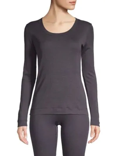 Shop Hanro Long-sleeve Silk & Cashmere Top In Carbon