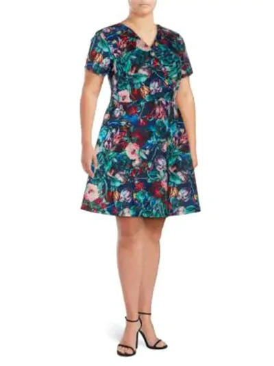 Shop Alexia Admor Plus Floral-print Fit-&-flare Dress In Multi Floral