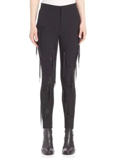 Shop Ms Min Fringe-detail Pants In Black