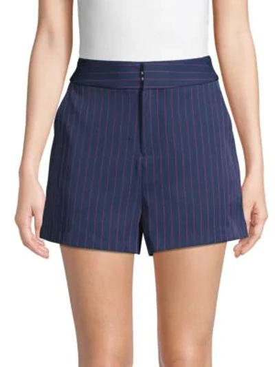 Shop Grey Lab Pinstripe High-waist Shorts In Navy Pink