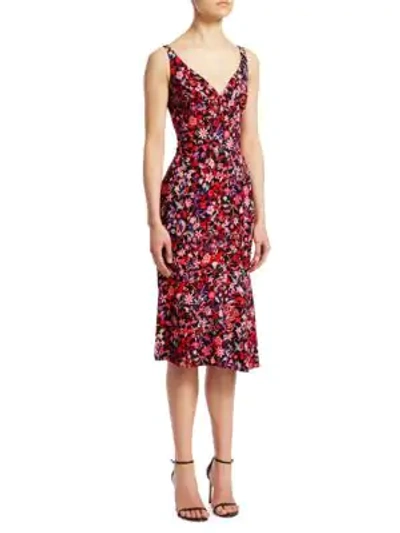 Shop Elie Tahari Yirma Floral Sleeveless Dress In Bright Petunia