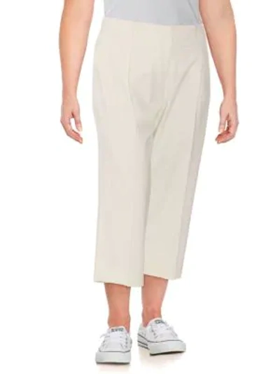 Shop Lafayette 148 Plus Rivington Pleated Cropped Pants In Ivory