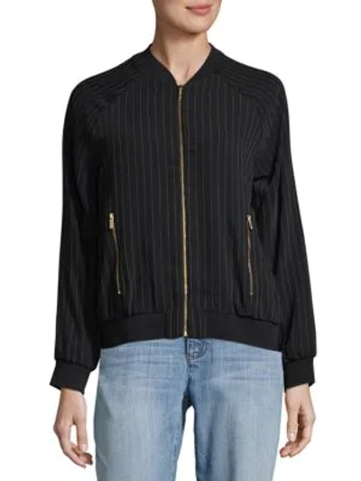 Shop Calvin Klein Stripe Bomber Jacket In Black