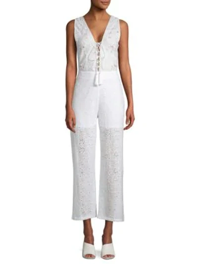 Shop Kas New York Lace-up Cropped Jumpsuit In White