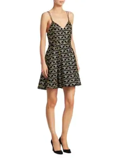 Shop Alice And Olivia Marilla Embroidered A-line Dress In Black Multi