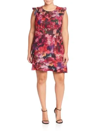 Shop Abs By Allen Schwartz Plus Floral Printed Dress In Multicolor