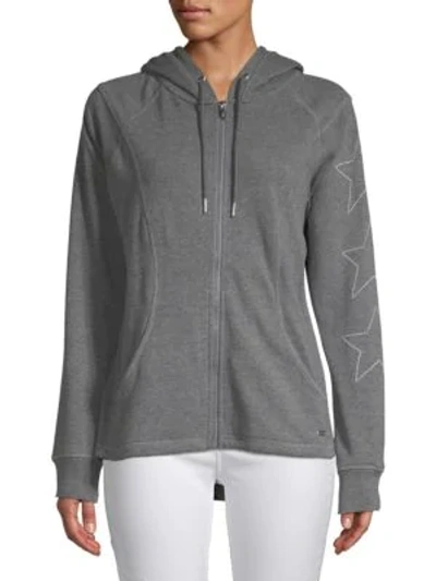 Shop Marc New York Star Embroidered Full Zip Hoodie In Grey