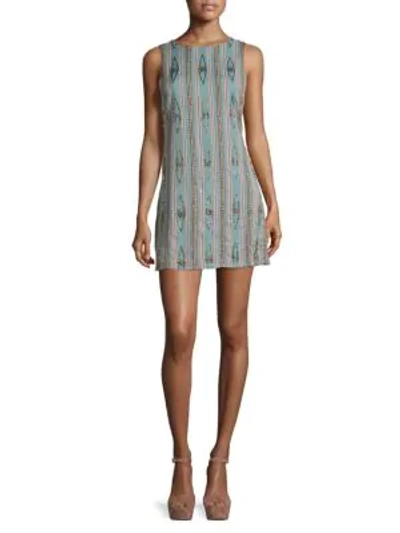 Shop Alice And Olivia Clyde Embellished Cotton Shift Dress In Multi