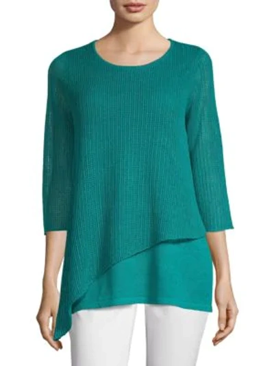 Shop Eileen Fisher Organic Linen Knit Tunic In Turquoise