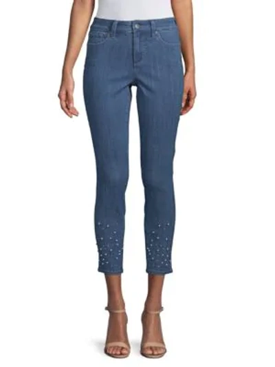 Shop Nydj Ami Embellished Ankle Jeans In Blue