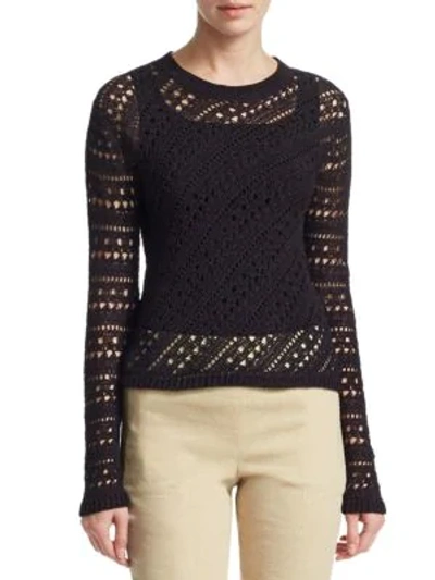 Shop Theory Crochet Crewneck Sweater In Black