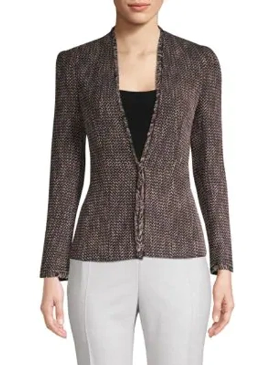 Shop Rebecca Taylor Frayed Tweed Jacket In Black Combo