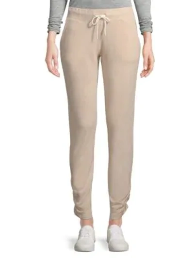 Shop Monrow Shirred Jogger Pants In Dusty Pink