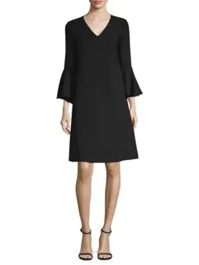 Shop Lafayette 148 Holly Bell-sleeve Shift Dress In Black