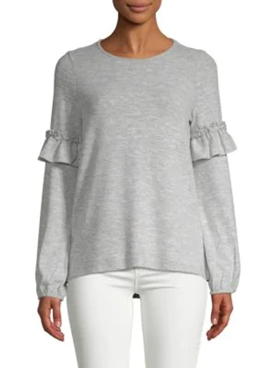 Shop Design History Ruffle-sleeve Sweater In Grey