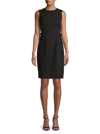 Shop Calvin Klein Lace-up Corset Sheath Dress In Black