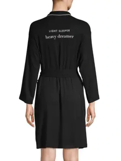 Shop Kate Spade Long-sleeve Dressing Gown In Black