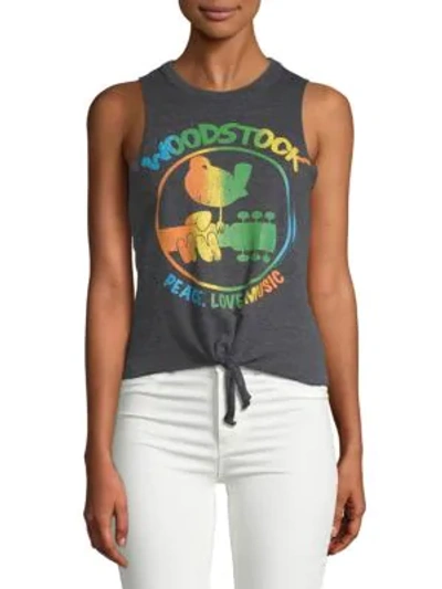 Shop Chaser Tie-front Muscle Tank Top In Black