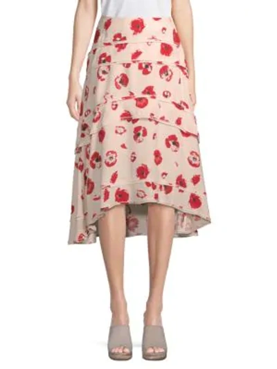 Shop Proenza Schouler Tiered Floral Midi Skirt In Cream Multi