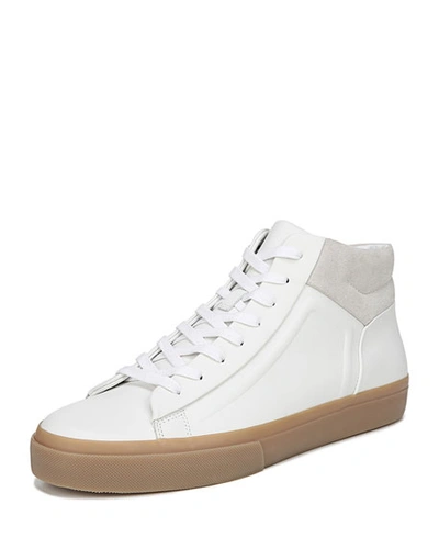 Shop Vince Men's Fynn Glove Leather Suede Mid-top Sneakers In White
