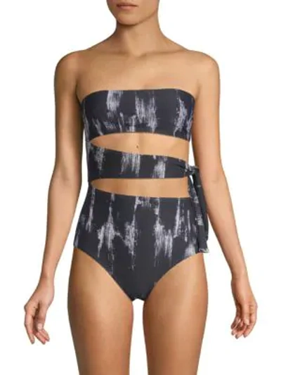 Shop Proenza Schouler One-piece Printed Bandeau Swimsuit In Black White