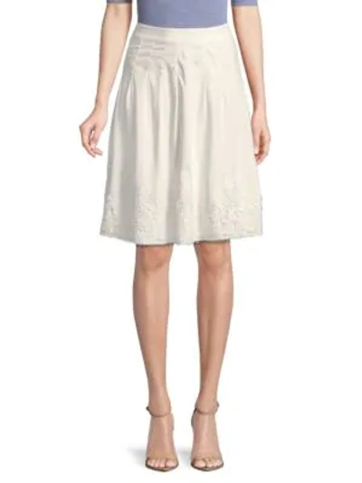 Shop Karl Lagerfeld Pleated Lace Skirt In White