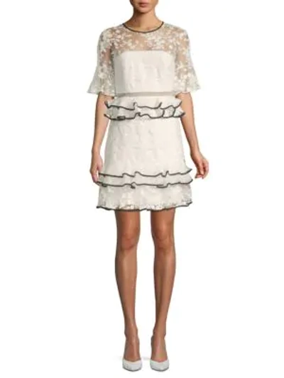 Shop Three Floor Florentine Ruffled Lace Popover Dress In Off White