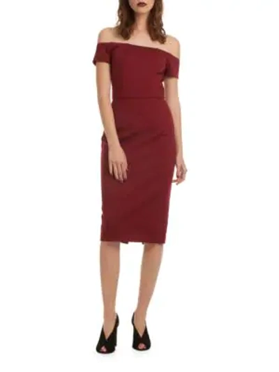 Shop Trina Turk Candellyn Off-the-shoulder Shealth Dress In Currant