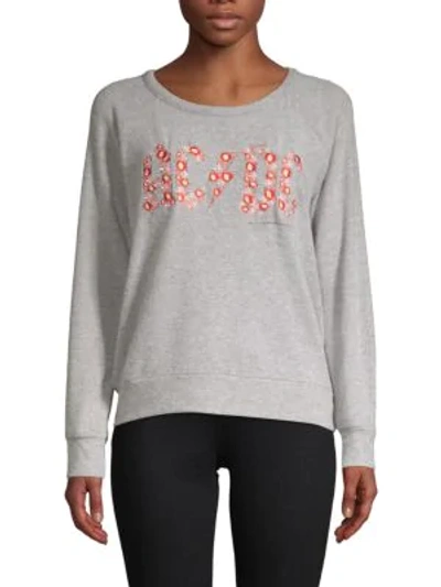 Shop Chaser Embroidered Raglan-sleeve Pullover In Heather Grey