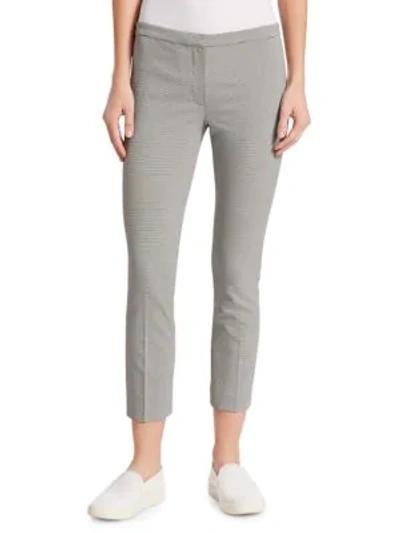 Shop Theory Classic Crop Houndstooth Skinny Pants In Black Ivory