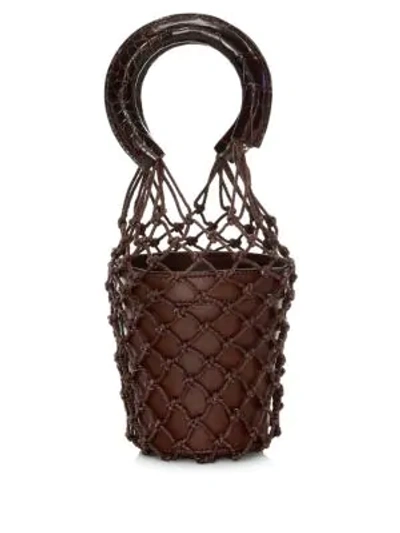 Shop Staud Mini Moreau Suede & Leather Bucket Bag In Brown