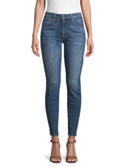Shop Alice And Olivia Good Mid-rise Skinny Jeans In Medium Blue