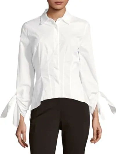 Shop Donna Karan Tie Cuffs Blouse In White