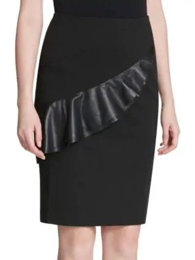 Shop Calvin Klein Flounced Pencil Skirt In Black
