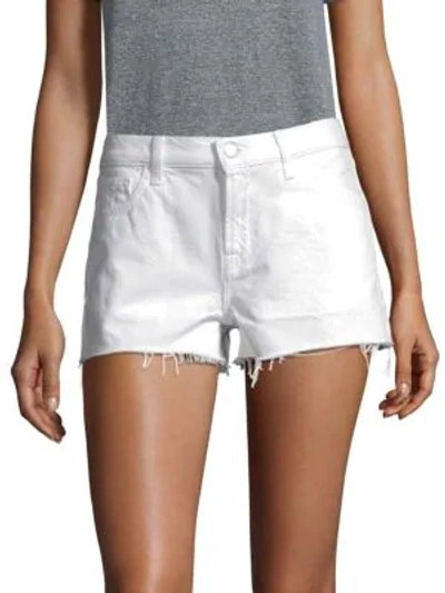 Shop J Brand Low-rise Released Hem Shorts In White