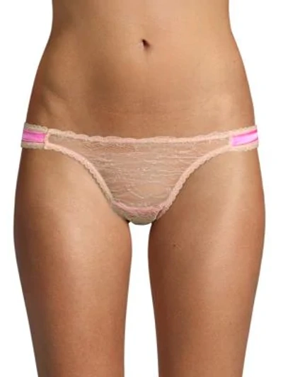 Shop Mimi Holliday Lace Bow Thong In Pink