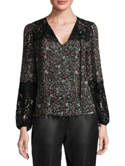 Shop Rebecca Taylor Lyra Lace Silk Top In Black Combo