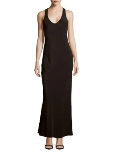Shop Tibi Solid Sleeveless Silk Gown In Black