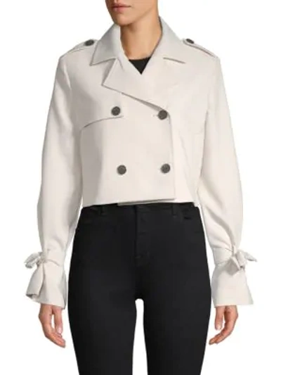 Shop Endless Rose Cropped Double-breasted Jacket In Off White