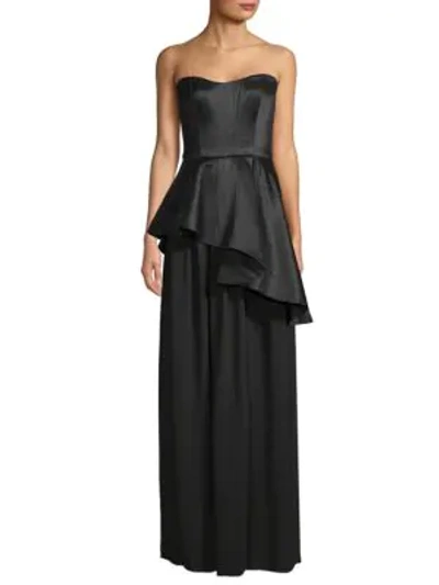 Shop Lanvin Asymmetric Peplum Gown In Black