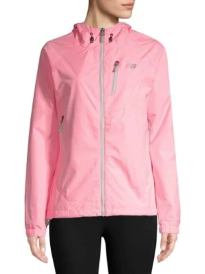 Shop New Balance Hooded Full Zip Jacket In Bleached Pink