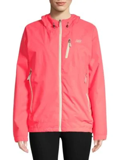 Shop New Balance Hooded Full Zip Jacket In Guava